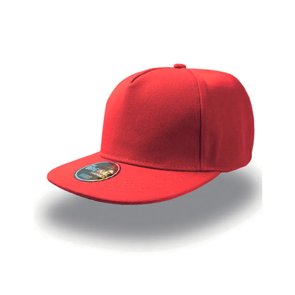 5-panel snapback pet met platte klep - Rood