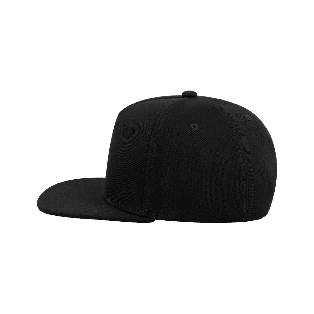 5-panel snapback pet met platte klep - Zwart