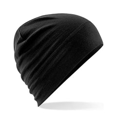 Merinowollen beanie met comfortabele omslag - Zwart