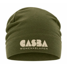 Merinowollen beanie met comfortabele omslag - Olive