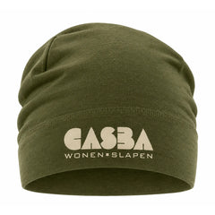 Merinowollen beanie met comfortabele omslag - Olive