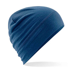 Merinowollen beanie met comfortabele omslag - Blauw