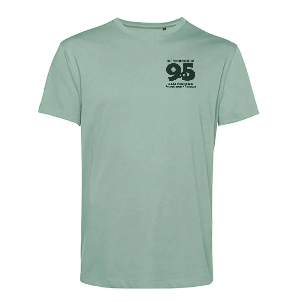 duurzaam biologisch katoenen t-shirt voorgekrompen en rebrandbaar saliegroen met bedrukking 24BCTU01B