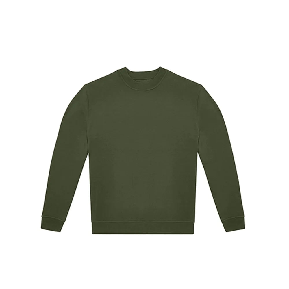 sweater met 100 katoenen voorkant en gerecycled polyester khaki 24BCWG004