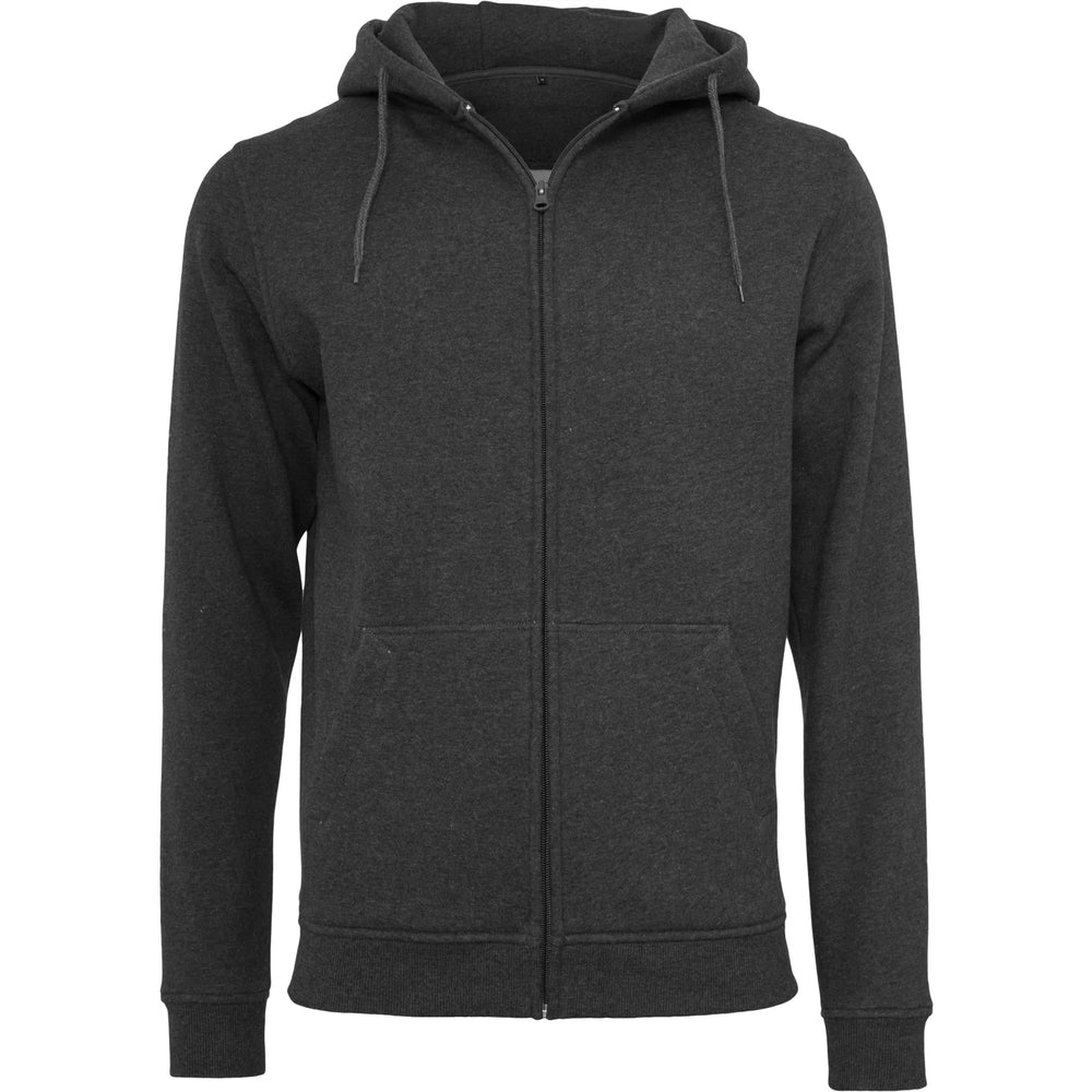 Build Your Brand vest met rits en capuchon - Charcoal Heather