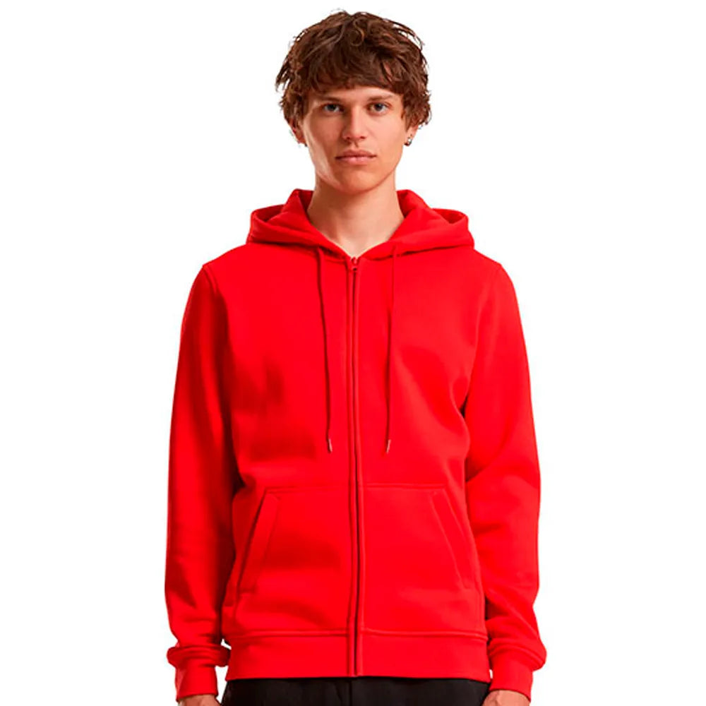Build Your Brand vest met rits en capuchon - Rood