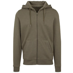 Build Your Brand vest met rits en capuchon - Olive