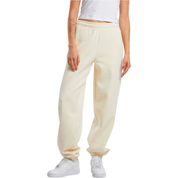 dames sweatpants mix van katoen polyester kleur zand voorkant 24BY291