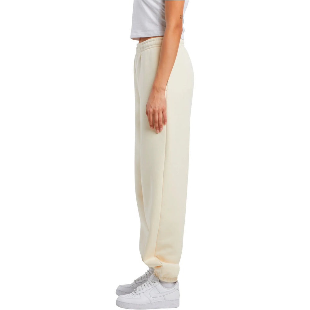 dames sweatpants mix van katoen polyester kleur zand 24BY291