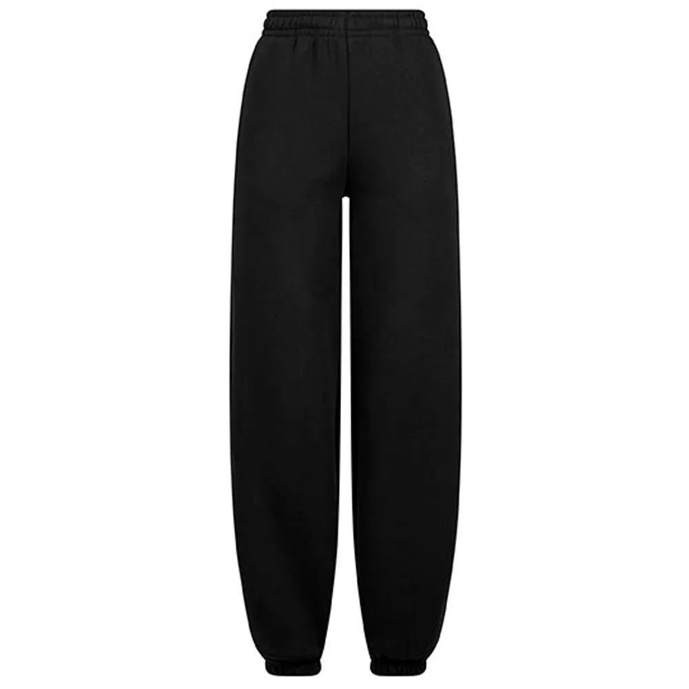 dames sweatpants mix van katoen polyester kleur zwart 24BY291