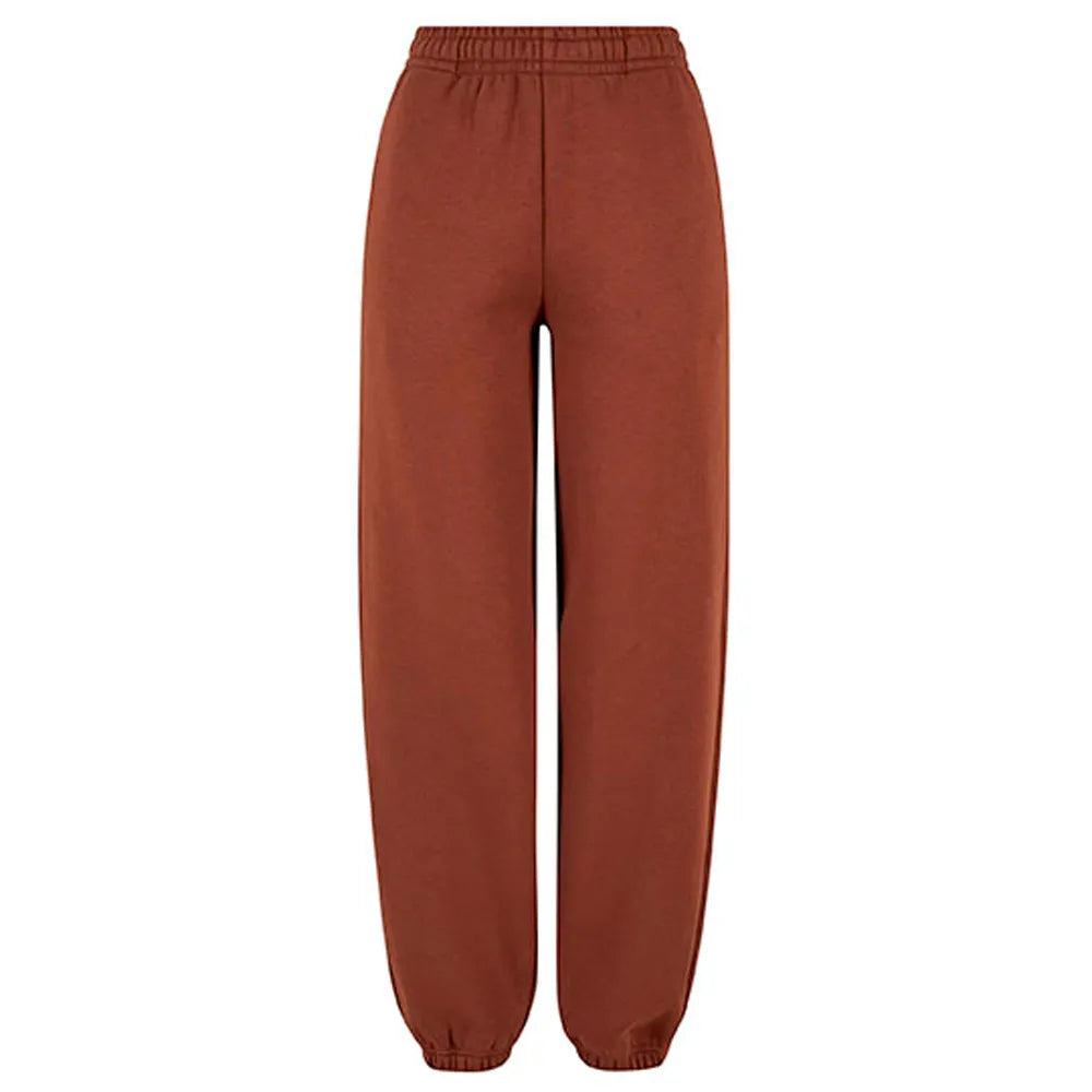 dames sweatpants mix van katoen polyester kleur bruin 24BY291