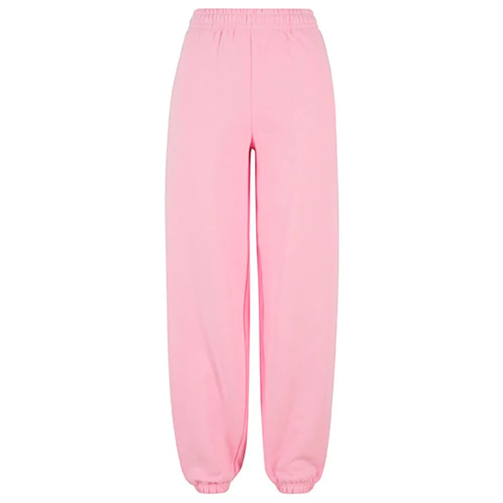 dames sweatpants mix van katoen polyester kleur pink 24BY291