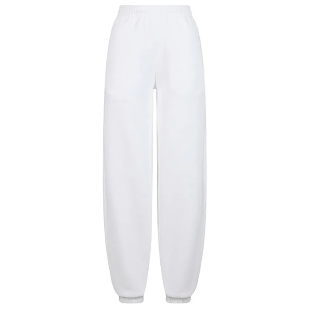 dames sweatpants mix van katoen polyester kleur wit 24BY291