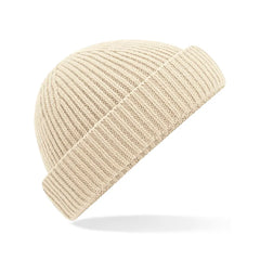 Beechfield Harbour beanie van gerecycled polyester - Creme