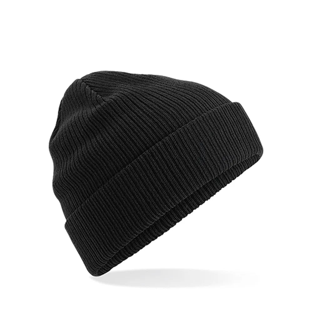 Biologisch katoenen beanie met omslag, Zwart - 24CB50