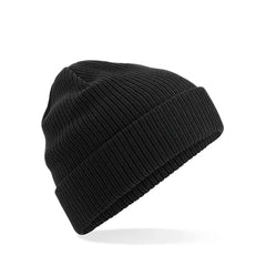 Biologisch katoenen beanie met omslag - Zwart