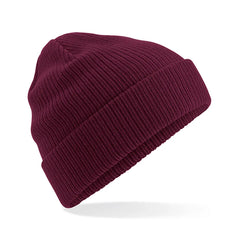Biologisch katoenen beanie met omslag - Burgundy