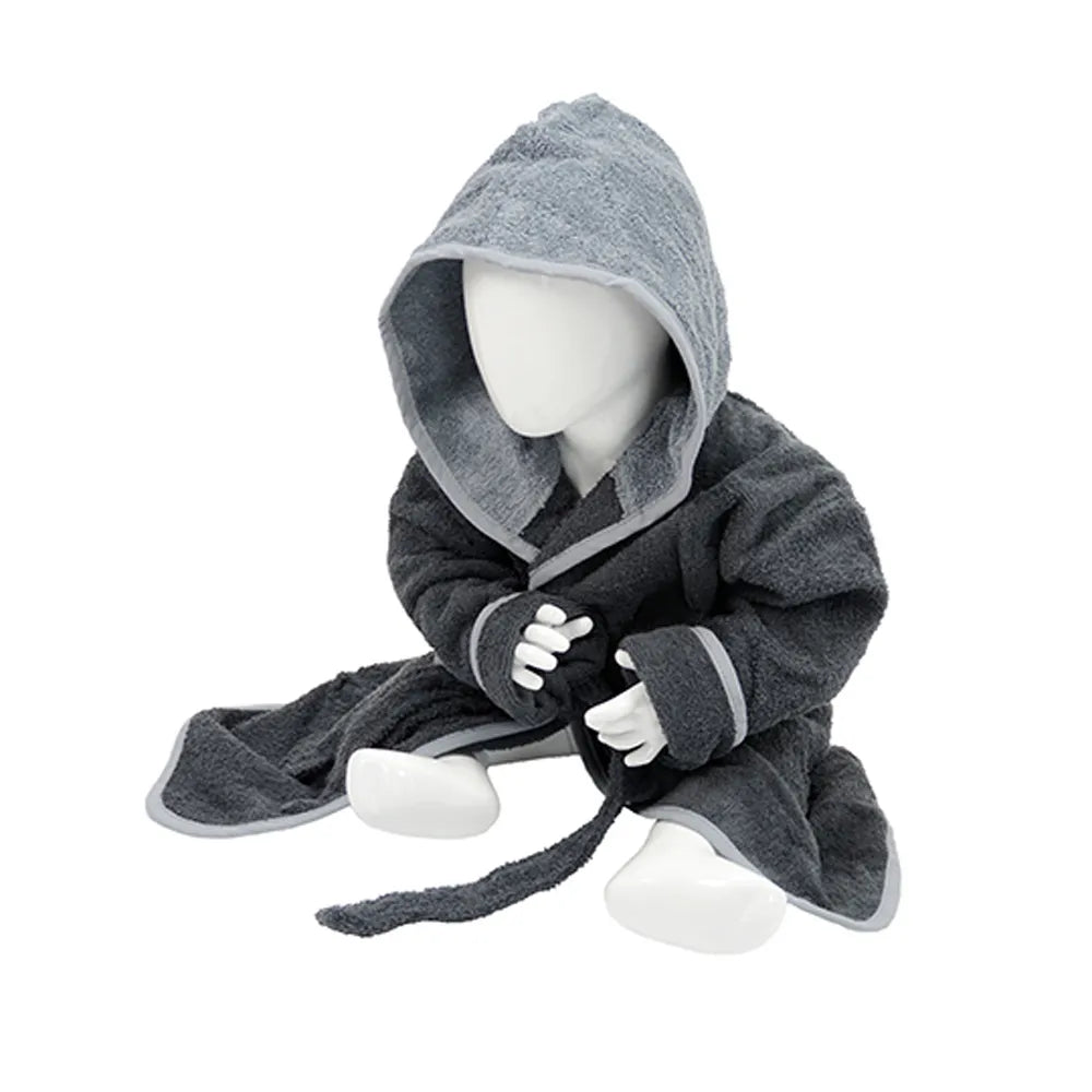 baby badjas met capuchon bedrukken antraciet grijs 24ar022