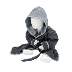 Baby badjas met capuchon bedrukken - Antraciet/Grijs