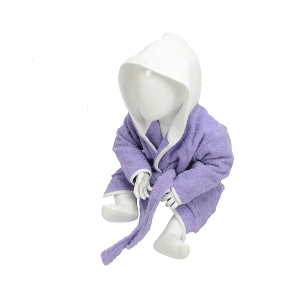 baby badjas met capuchon bedrukken paars wit 24ar022