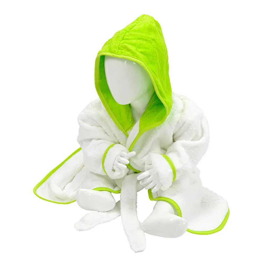 baby badjas met capuchon bedrukken wit groen 24ar022
