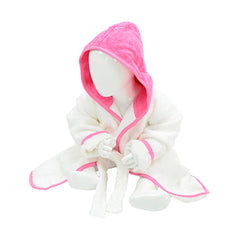 Baby badjas met capuchon bedrukken - Wit/Roze