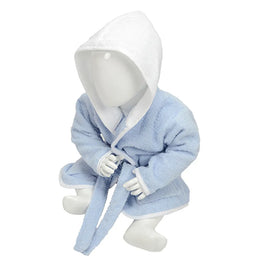 Babybadjas met capuchon, Lichtblauw en wit - 24AR022