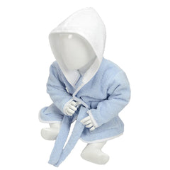 Baby badjas met capuchon bedrukken - Zachtblauw/Wit