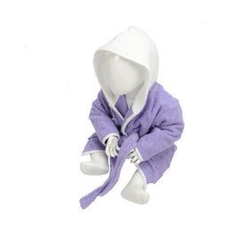 Babybadjas met capuchon, Paars en wit - 24AR022