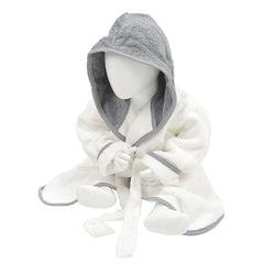 Baby badjas met capuchon bedrukken - Wit/Grijs