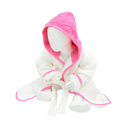 Babybadjas met capuchon, Wit en roze - 24AR022