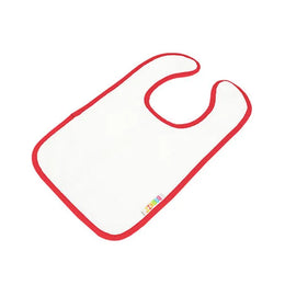 Badstof slabbetje met gekleurde rand, Wit en rood - 24AR894