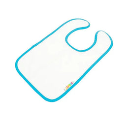 Badstof slabbetje met gekleurde rand, Wit en turquoise - 24AR894