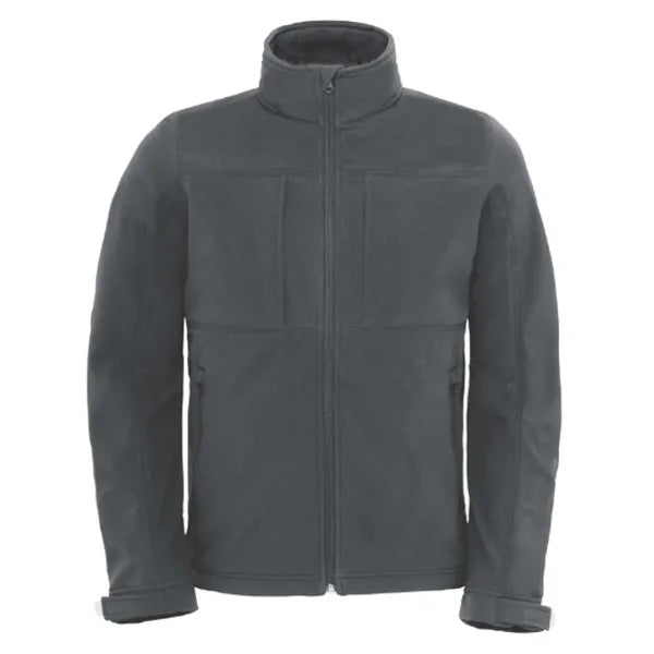 softshell jas benc hooded donkergrijs voorzijde 24bcjm950