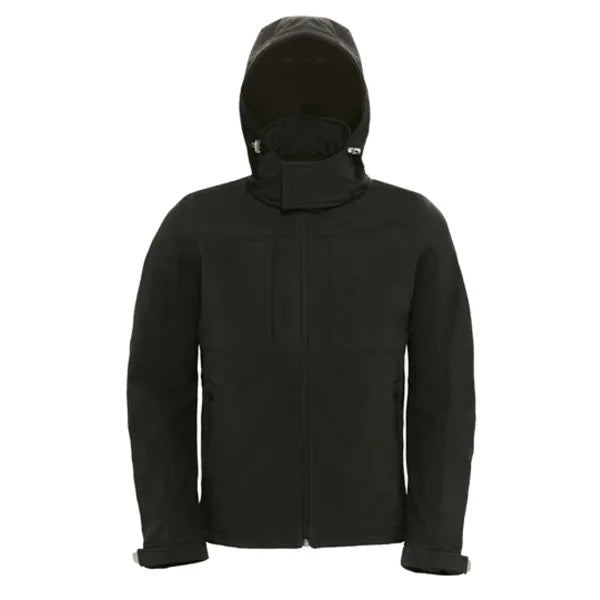 softshell jas benc hooded zwart voorzijde 24bcjm950