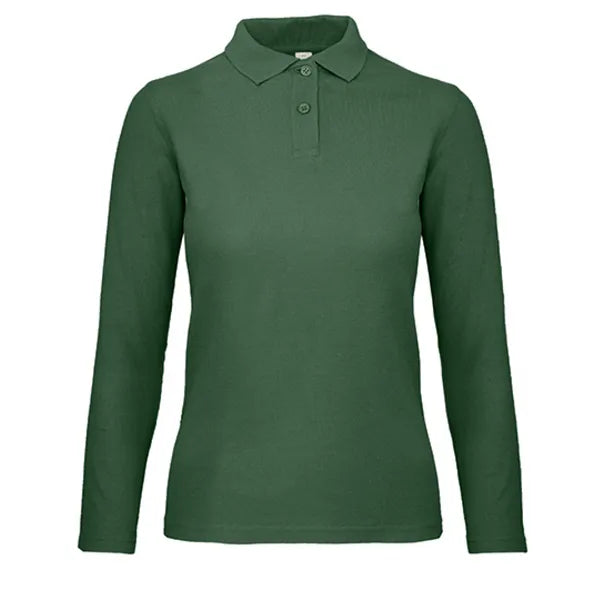 polo shirt lange mouwen katoen benc flessen groen voorzijde 24bcpwi13