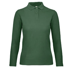 Polo Shirt met Lange Mouwen - B&C Katoen - Fles Groen