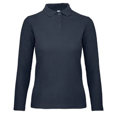 Polo Shirt met Lange Mouwen - B&C Katoen Navy