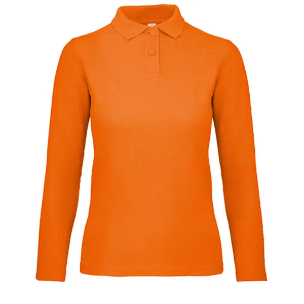 polo shirt lange mouwen katoen benc oranje voorzijde 24bcpwi13