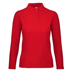 Polo Shirt met Lange Mouwen - B&C Katoen Rood