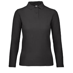 Polo Shirt met Lange Mouwen - B&C Katoen Zwart