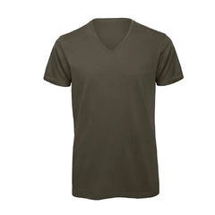 V-hals T-shirt van Biologisch Katoen - Khaki