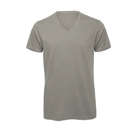 V-hals T-shirt van biologisch katoen, Lichtgrijs - 24BCTM044
