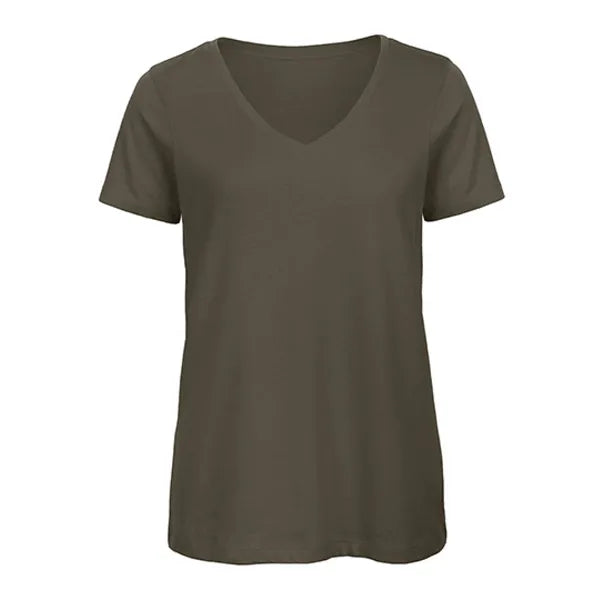 B&C dames-T-shirt met V-hals, Donkerolijfgroen - 24BCTW045
