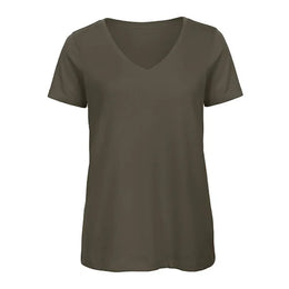 B&C dames-T-shirt met V-hals, Donkerolijfgroen - 24BCTW045