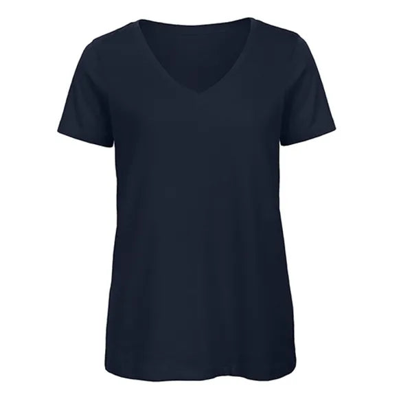 B&C dames-T-shirt met V-hals, Marineblauw - 24BCTW045