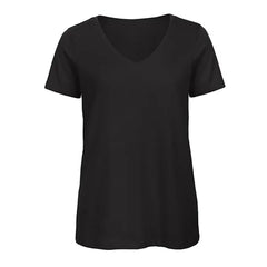 T-shirt V-hals B&C Dames - Zwart