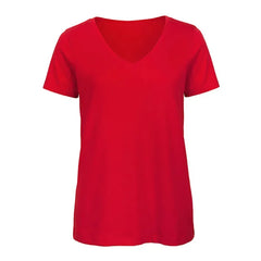 T-shirt V-hals B&C Dames - Rood