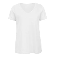 T-shirt V-hals B&C Dames - Wit