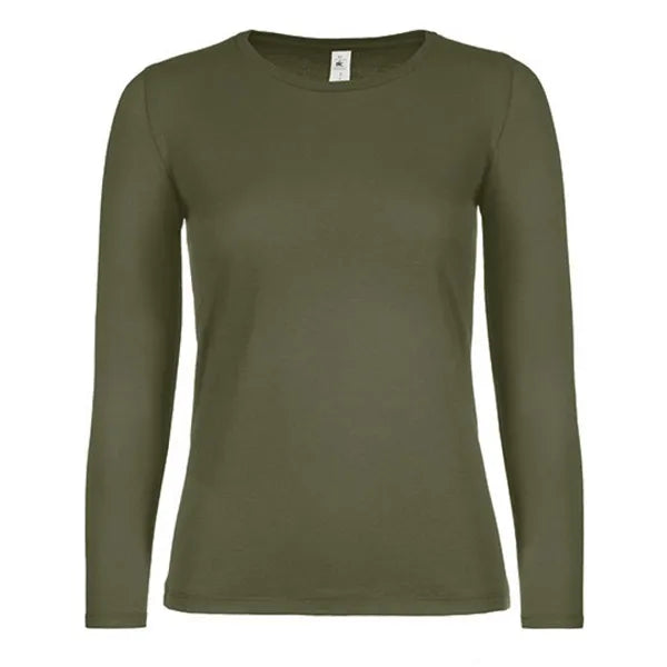 B&C dames-T-shirt met lange mouwen, Donkerolijfgroen - 24BCTW06T